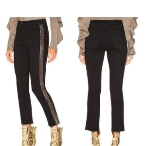 MOTHER Black Jeans with Gold Side Stripe size 24